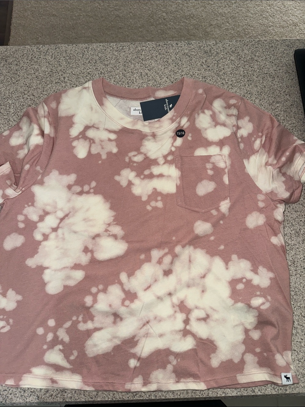 abercrombie kids Pink & Cream Tie-Dye Pocket Tee